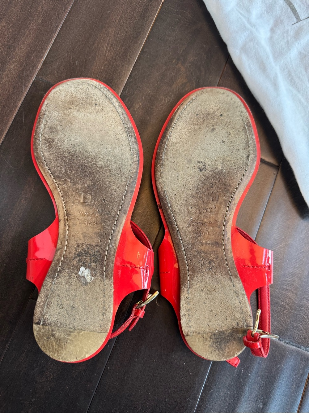 Dior Red Patent Leather Thong Sandals Size 36.5 - Picture 4 of 6